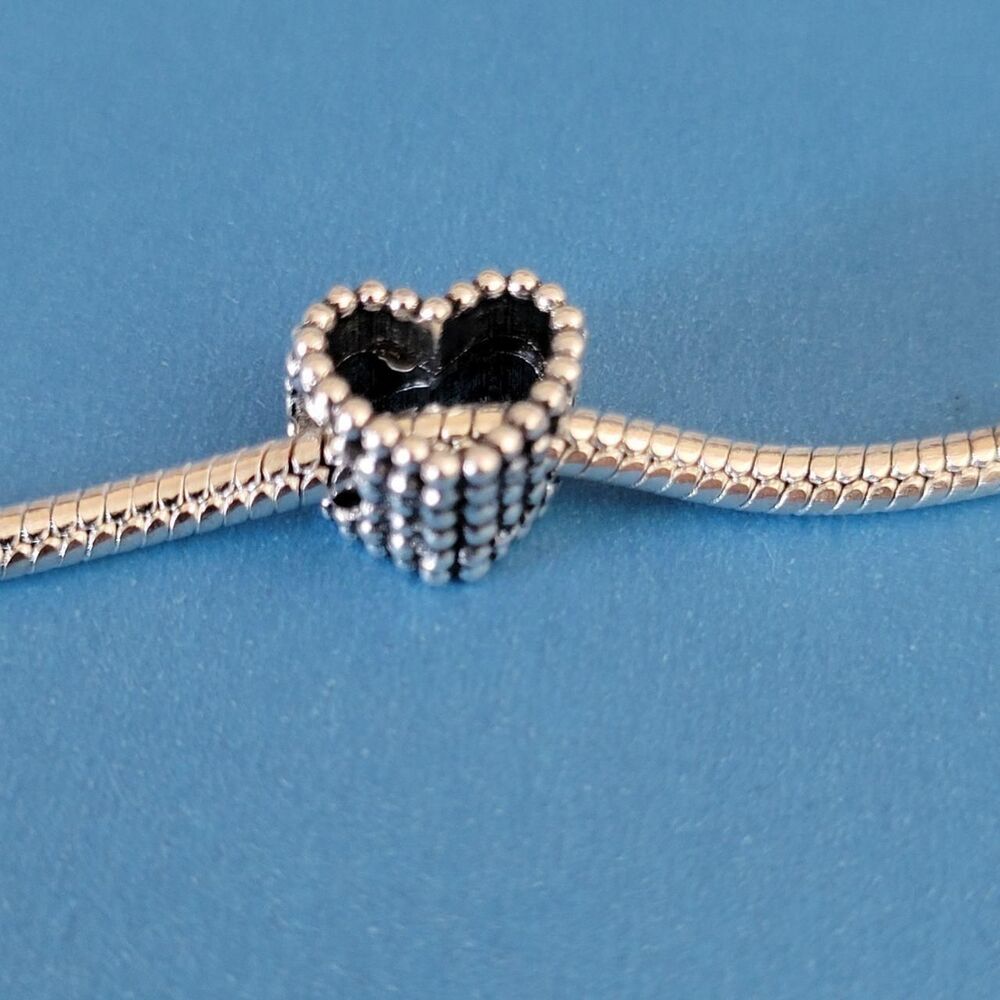 New! For Pandora Charm Bracelets Antique Silver Color Hollow Heart Charm - Picture 4 of 8